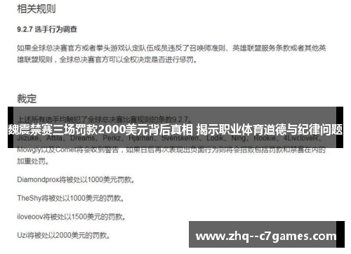 魏震禁赛三场罚款2000美元背后真相 揭示职业体育道德与纪律问题